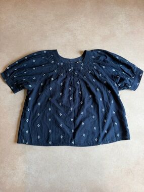 J. Crew Factory Smock-neck puff-sleeve top in dot • size medium • CA591